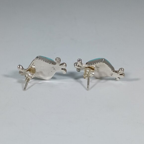 Native America Navajo Sterling Silver Turquoise Post Earring's By Louise Joe - Picture 6 of 7